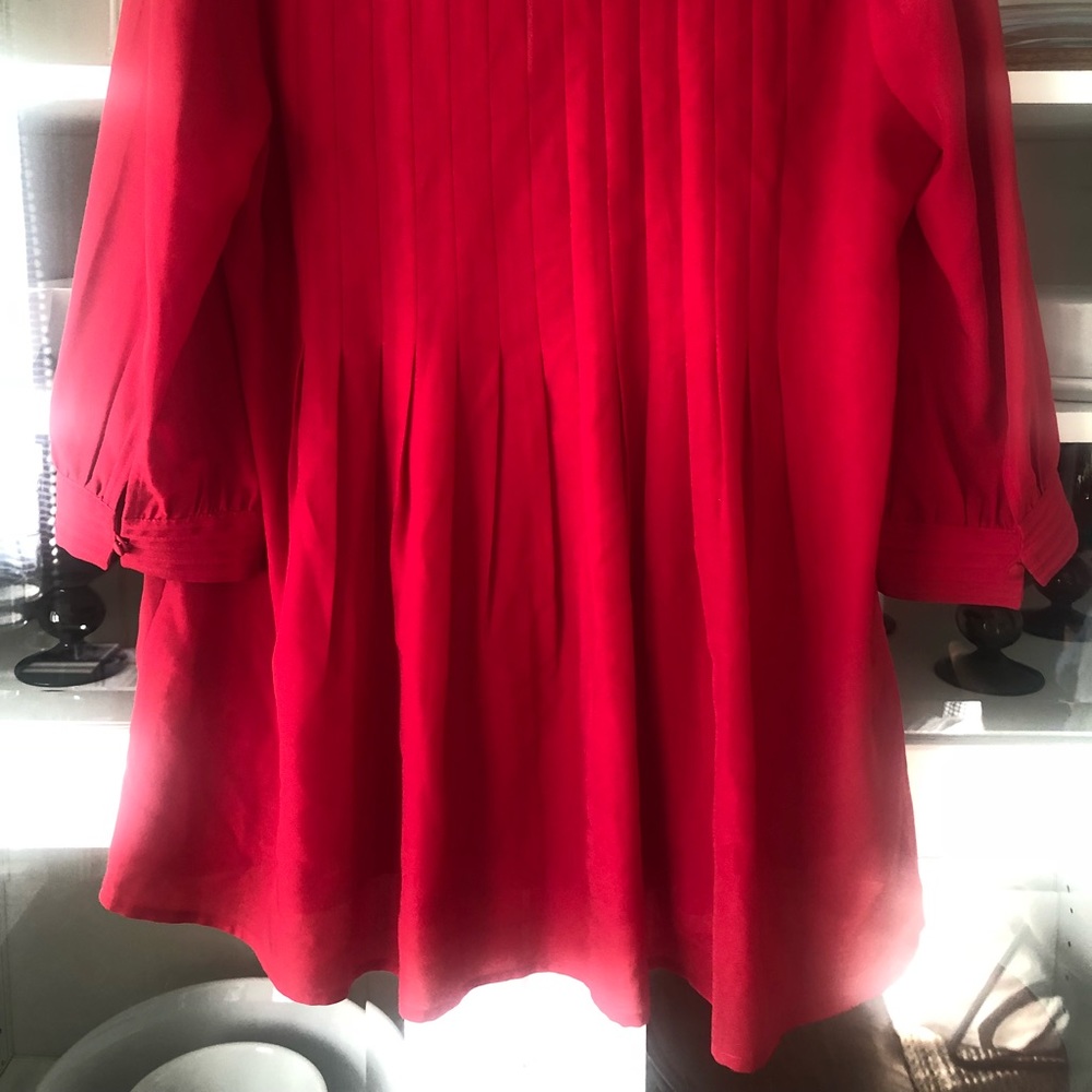 Deep Red Joie Blouse With Pleats And Button Detail - image 5